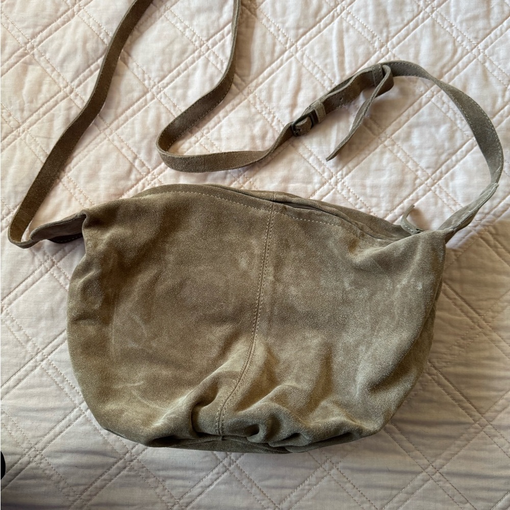 Suede Shoulder Bag - Tan